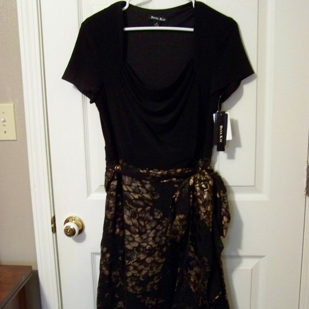 Dana Kay Black Dress with Floral Detail Skirt